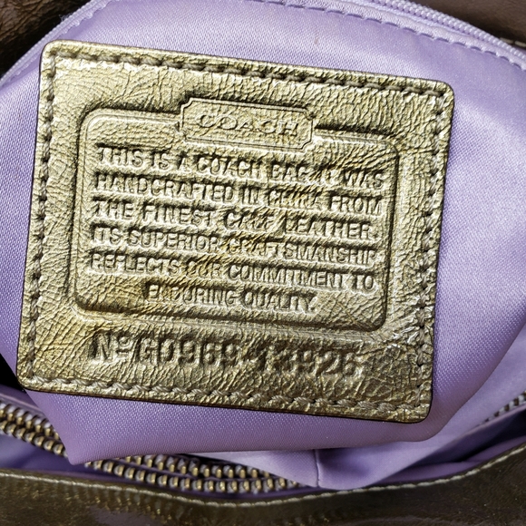 PRICE FIRM Coach patent leather gold color bag. - Picture 10 of 14